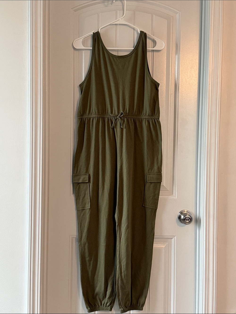 wonder nation Olive Utility Romper  with Drawstring Waist